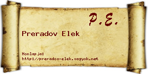 Preradov Elek névjegykártya