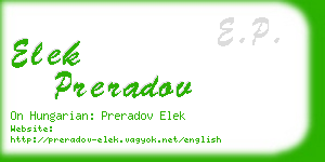 elek preradov business card